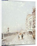 The Molo, Venice, looking West with figures Promenading by Franz Richard Unterberger
