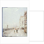The Molo, Venice, looking West with figures Promenading by Franz Richard Unterberger