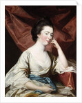 Portrait of a Lady in a White Dress and Blue Sash by Francis Cotes