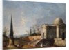 Elegant Figures in front of a Domed Classical Church, an Obelisk to the Left by Michele Marieschi