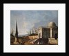 Elegant Figures in front of a Domed Classical Church, an Obelisk to the Left by Michele Marieschi