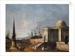 Elegant Figures in front of a Domed Classical Church, an Obelisk to the Left by Michele Marieschi