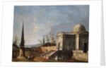 Elegant Figures in front of a Domed Classical Church, an Obelisk to the Left by Michele Marieschi
