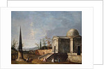 Elegant Figures in front of a Domed Classical Church, an Obelisk to the Left by Michele Marieschi