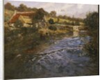 River Landscape with a Washerwoman by Fritz Thaulow