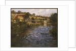 River Landscape with a Washerwoman by Fritz Thaulow