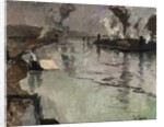 Smokestacks along the River by Fritz Thaulow