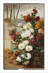 Chrysanthemums in a Walled Garden by Eugene Henri Cauchois