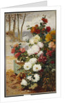 Chrysanthemums in a Walled Garden by Eugene Henri Cauchois