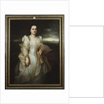 Portrait of a Lady wearing a White Dress embroidered with Pearls by Adolphe Joseph Thomas Monticelli