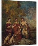 Three Women in the Park by Adolphe Joseph Thomas Monticelli