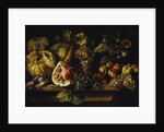 Still Life of Water Melon, Grapes, Plums, Peaches, Cherries and other Fruit on a Ledge by Abraham (follower of) Brueghel