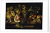 Still Life of Water Melon, Grapes, Plums, Peaches, Cherries and other Fruit on a Ledge by Abraham (follower of) Brueghel