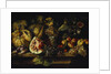 Still Life of Water Melon, Grapes, Plums, Peaches, Cherries and other Fruit on a Ledge by Abraham (follower of) Brueghel
