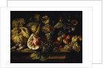 Still Life of Water Melon, Grapes, Plums, Peaches, Cherries and other Fruit on a Ledge by Abraham (follower of) Brueghel