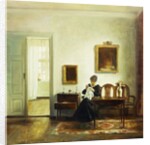 A Woman Sewing in an Interior by Carl Holsoe