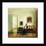 A Woman Sewing in an Interior by Carl Holsoe