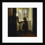 A Girl Standing by a Sewing Table by Carl Holsoe