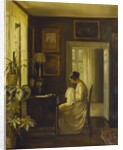 An Interior with a Woman Sewing by Carl Holsoe