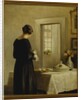 An Interior with a Woman at a Table by Carl Holsoe