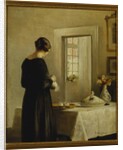 An Interior with a Woman at a Table by Carl Holsoe