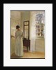A Lady looking in a Mirror by an Open Door by Carl Holsoe