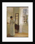 A Lady looking in a Mirror by an Open Door by Carl Holsoe