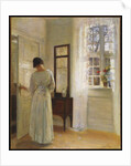 A Lady looking in a Mirror by an Open Door by Carl Holsoe