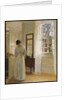 A Lady looking in a Mirror by an Open Door by Carl Holsoe