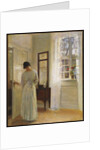 A Lady looking in a Mirror by an Open Door by Carl Holsoe
