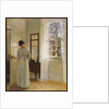 A Lady looking in a Mirror by an Open Door by Carl Holsoe