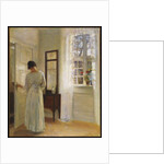 A Lady looking in a Mirror by an Open Door by Carl Holsoe