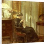 A Woman Sewing in an Interior by Carl Holsoe