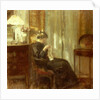 A Woman Sewing in an Interior by Carl Holsoe