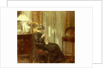 A Woman Sewing in an Interior by Carl Holsoe