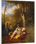 An Algerian Woman and her Servant in a Garden, 1844 by Charles Theodore Frere