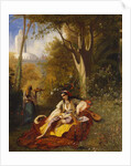 An Algerian Woman and her Servant in a Garden, 1844 by Charles Theodore Frere