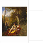 An Algerian Woman and her Servant in a Garden, 1844 by Charles Theodore Frere