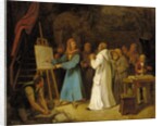 Giotto demonstrating the art of drawing in his studio by Italian School