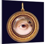 The left eye of the artist's sister, Mary Cox Dillman Engleheart, later Mrs. John Pyne, brown iris with curling lock of brown hair by John Cox Dillman Engleheart