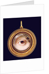 The left eye of the artist's sister, Mary Cox Dillman Engleheart, later Mrs. John Pyne, brown iris with curling lock of brown hair by John Cox Dillman Engleheart