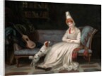 Portrait of Elizabeth, Lady Webster, later Lady Holland, in a white dress with her spaniel Pierrot, c.1795 by Louis Gauffier