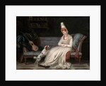 Portrait of Elizabeth, Lady Webster, later Lady Holland, in a white dress with her spaniel Pierrot, c.1795 by Louis Gauffier