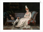 Portrait of Elizabeth, Lady Webster, later Lady Holland, in a white dress with her spaniel Pierrot, c.1795 by Louis Gauffier
