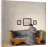 Ida Hammershoi sitting on a sofa by Vilhelm Hammershoi