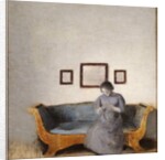 Ida Hammershoi sitting on a sofa by Vilhelm Hammershoi