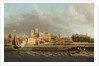 View of Westminster from Lambeth with a royal barge in the foreground by Samuel Scott