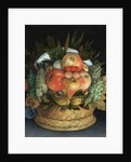 Reversible anthropomorphic portrait of a man composed of fruit by Giuseppe Arcimboldo