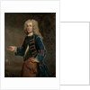 Portrait of Henry Boyle, Captain of Horses, in a landscape, with a battle beyond, 1730 by Anthony Lee