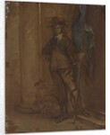 A soldier with a flag by Thomas Willeboirts Bosschaert